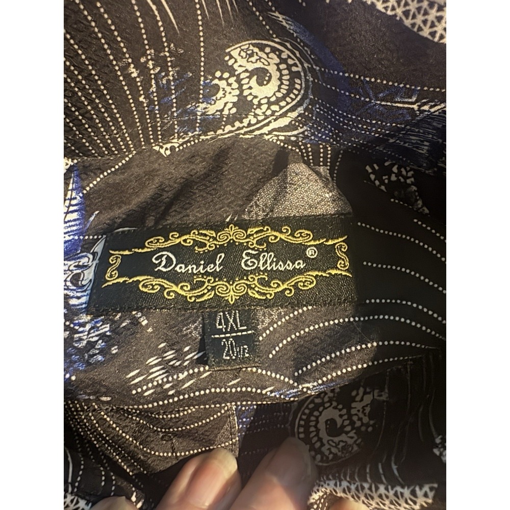 DANIEL ELLISSA 4XL Black/Blue/White Bold print mens long sleeve shirt - Picture 3 of 6